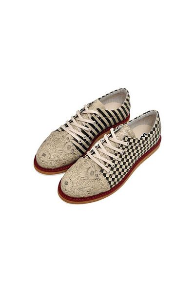Dogo Women's Vegan Leather Beige Casual Shoes - Black & White Design