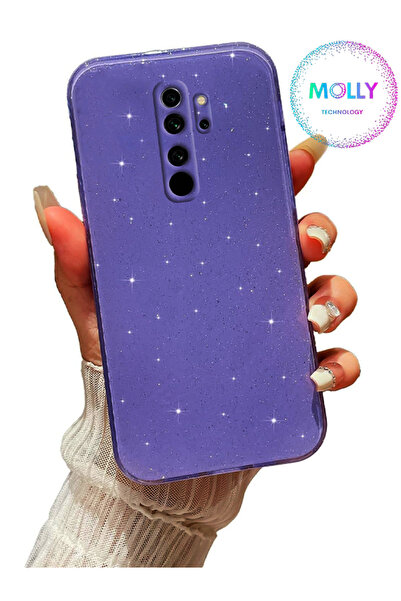 Molly Xiaomi Redmi Note 8 PRO İçin Lila Berry Simli Parlak Silikon Kılıf