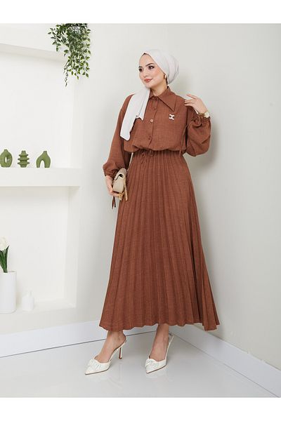 VOLT CLOTHİNG Σετ γυναικείο πουκάμισο και πλισέ φούστα