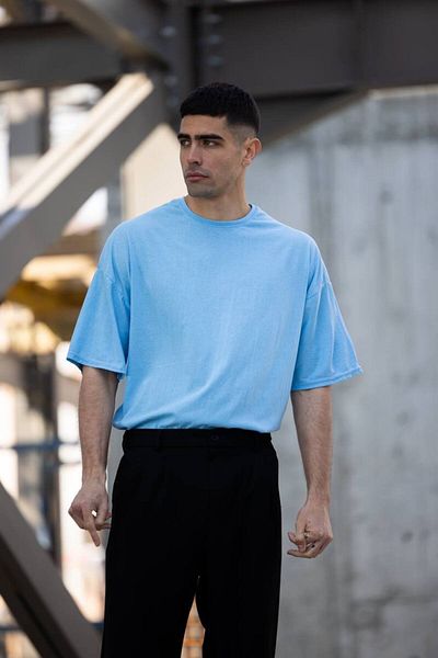WOODROFFE Απλό Basic Unprinted Ανδρικό μπλουζάκι Oversize Loose Boyfirend