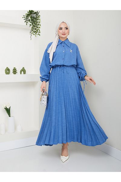 VOLT CLOTHİNG Kadın Gömlekli Piliseli Etekli  Takım