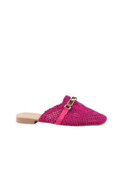 bescobel Women's Termi Fuchsia Stone Detailed Knitwear Slippers 1cm