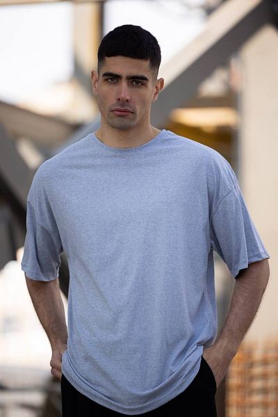 WOODROFFE Απλό Basic Unprinted Ανδρικό μπλουζάκι Oversize Loose Boyfirend
