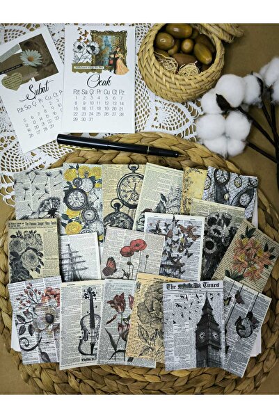 SelisCraft Scrapbook Vintage Kağıt Seti 05 Ajanda Planlayıcı Bullet Journal S...
