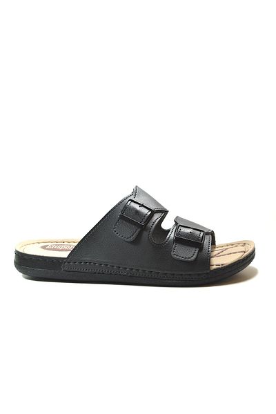 Onlo Ayakkabı Ανδρικές Παντόφλες Elispoly Black & Brown Ανατομικές Μεγάλο Μέγεθος