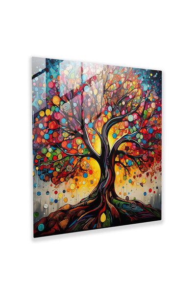 PaintedAnarchy Yaşam Ağacı Duvarı Dekorasyonu, Pop Art Resmi, Kanvas Tablo, Hayat Ağacı, Kalın