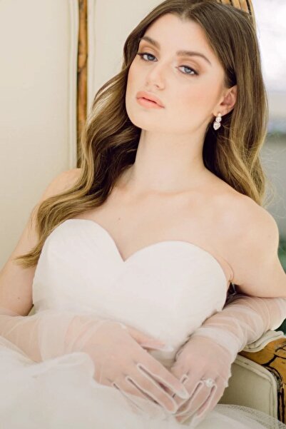 Bride Aksesuar Dünyası Mănuși pentru rochie de mireasă transparent Alb tul Mă...