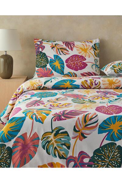 English Home Σετ Παπλωματοθήκη Leaf Jungle Μονό Φούξια 160 x 220 cm