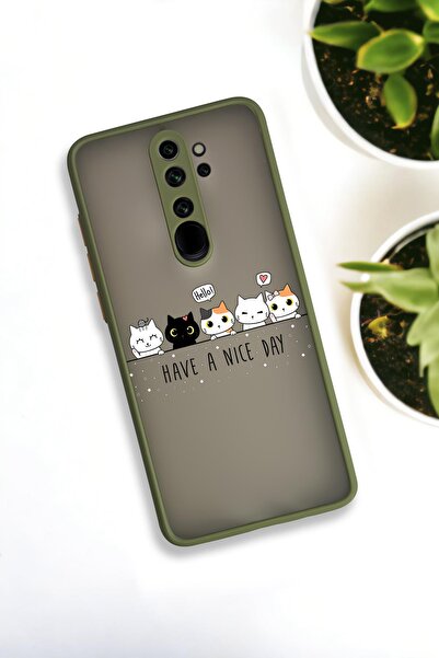 mooodcase Xiaomi Redmi Note 8 Pro Uyumlu Şirin Kedicikler Desenli Buzlu Şeffaf Lüx Telefon Kılıfı