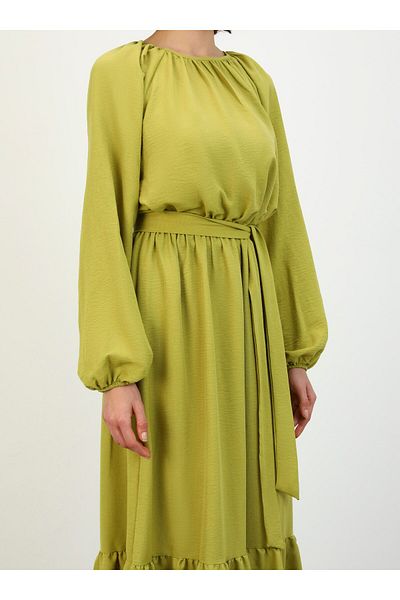Benin Aerobin Layered Cut Hijab Dress - Oil Green - Benin