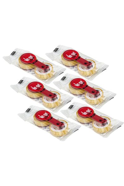 Ve-ge 12x10 Mini Pack 2-Piece Cellophane Tape with Tape Cutter 6 Pieces
