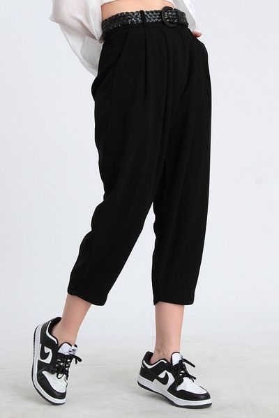 Öykü Gülşen Black Linen Women's Shalwar Trousers