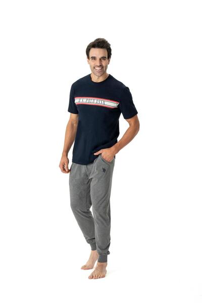 U.S. Polo Assn. U.S. Polo Assn. Erkek Lacivert Bisiklet Yaka T-shirt & Dar Pa...