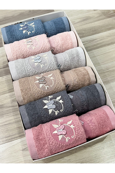 AYHANHOME Вишивка з візерунком, коробка для весільного подарунка, 12 предметів: 6 рушників для рук і 6 кухонних рушників