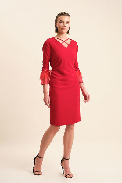 VERDA V-Neck Sleeves Detailed Evening Dress