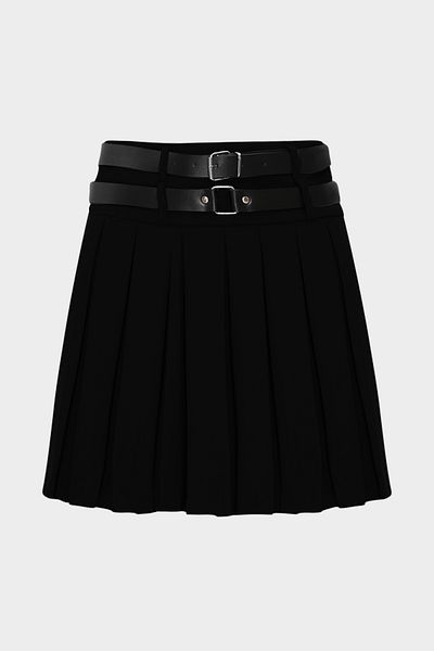 Açelya Okcu Pleated Belt Detailed Crepe Women's Mini Skirt
