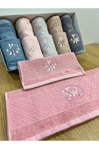 AYHANHOME Вишивка з візерунком, коробка для весільного подарунка, 12 предметів: 6 рушників для рук і 6 кухонних рушників