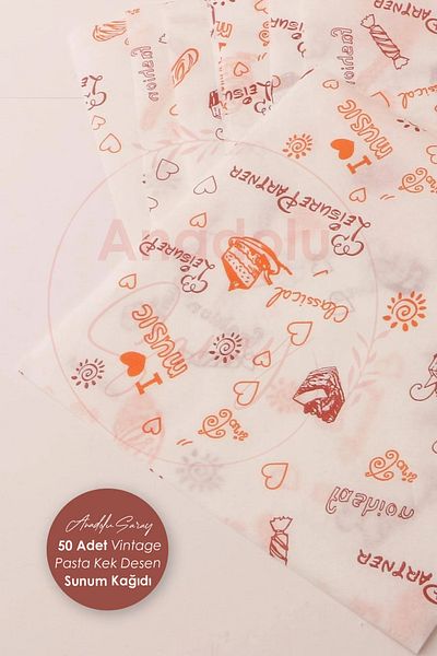 Anadolu Saray Self Cake Croissant Patterned Oil Paper |   50 Patterned Presentation Papers |   Vintage Oil Paper