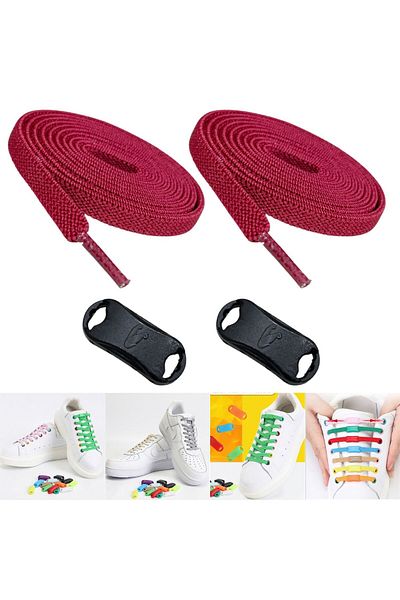 ipekbazaar Takbırak Elastic Shoelaces, Laceless Smart Laces, Claret Red