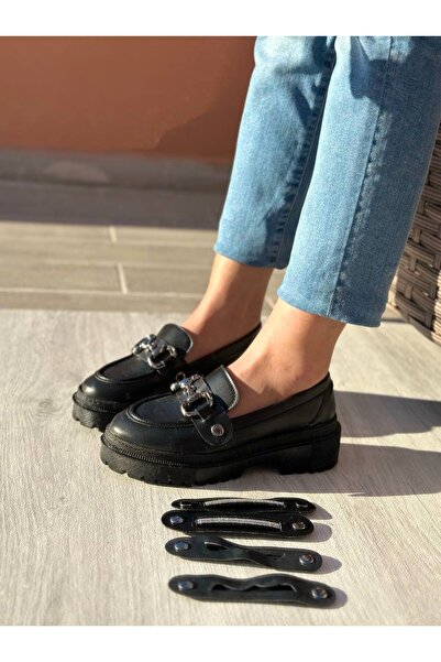 SHOEBOURNE Чорні шкіряні оксфорди з змінними аксесуарами