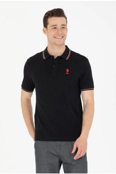 U.S. Polo Assn. Ανδρικό μπλουζάκι μαύρο Basic Polo Collar