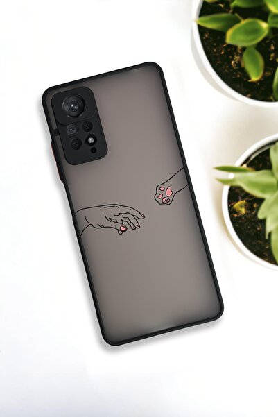 mooodcase Xiaomi Redmi Note 11 Pro Uyumlu Hand and Paw Desenli Buzlu Şeffaf Lüx Telefon Kılıfı