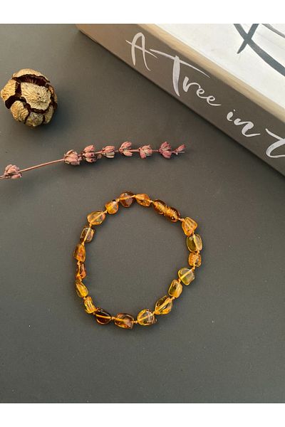 Kotryna Damla Amber Horizontal Special Cut Transparent Adult Bracelet