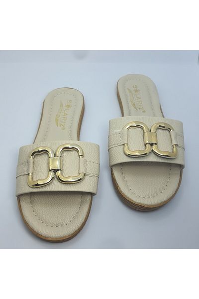 NewOneMall NewMallOne Women's White Daily Slippers Stylish Comfortable Buckle Home Sea Beach Guest Dowry Slippers