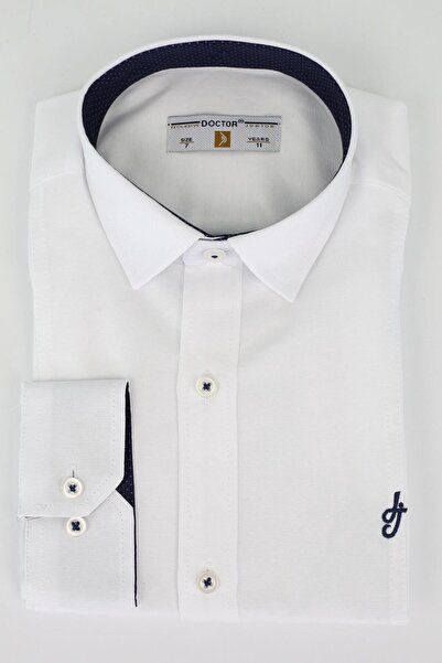 SIRRI D Teksturirano Bela košulja za decu uzrasta 5-14 godina