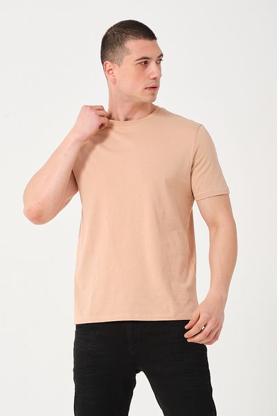 Owut Collection Ανδρικό μπλουζάκι σε μπεζ Crew Neck Slim Fit