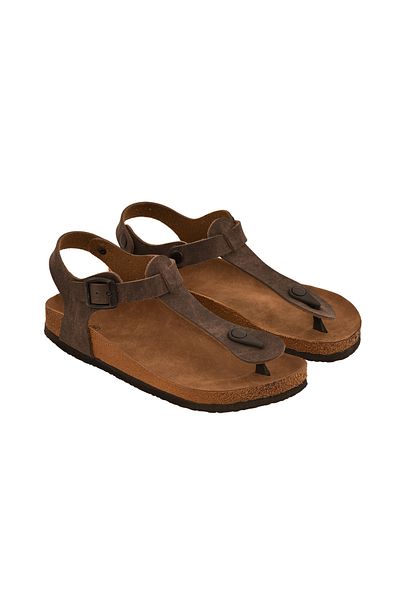 JustBow Unisex Ανατομική Σόλα Ανθρακί Καφέ Σανδάλια
