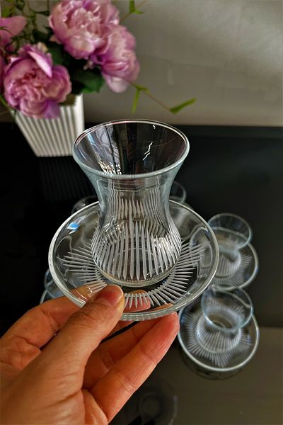 DECOSTYLE Hisar Decorated Pasabahce İncebelli 12 Piece Tea Set Suitable for Use in 125cc Dishwasher