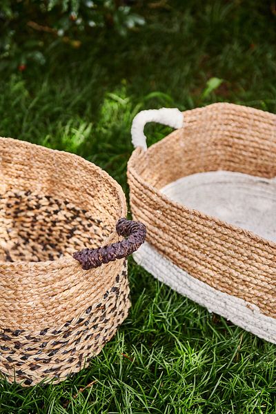 KANCAEV Mendong Flexible Wicker - Ορθογώνιο Λευκό Φυσικό Καλάθι, Μικρό