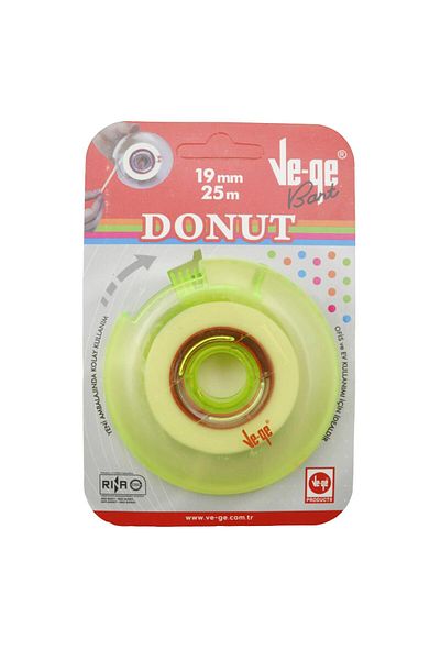 Ve-ge Vege Donut Soft Invisible Tape 19x25 m Green with Tape Cutting Machine
