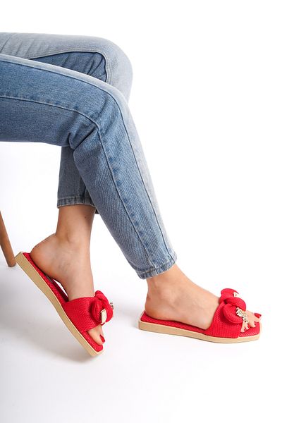 Moda Değirmeni Papuci roșii pentru femei BG1166-122-0004