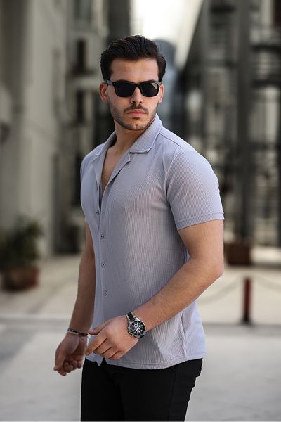 ixir Ανδρικό πουκάμισο σε γκρι ρίγες