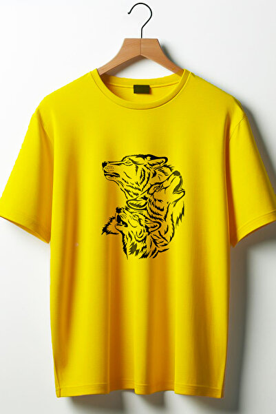 Vordevia Wolf Štampano Oversize kroj okrugla kragna široka unisex majica