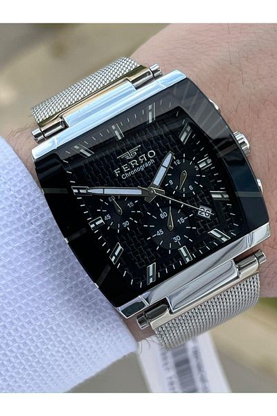 FERRO Silver Color Straw Cord Inner Functions Active 30m Waterproof Men's Wristwatch EF31265-A2