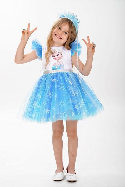 Buse&Eylül Bebe Rochie de petrecere pentru fete Elsa Snow Queen