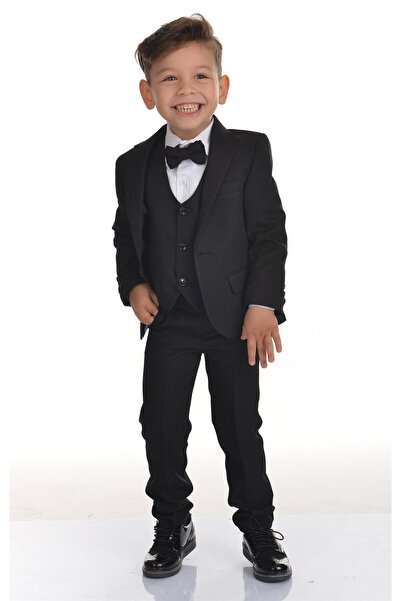 Buse&Eylül Bebe Boy's Suit with Black Vest and Bow Tie