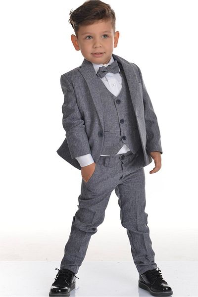 Buse&Eylül Bebe Gray Vest and Bow Tie Boy's Suit