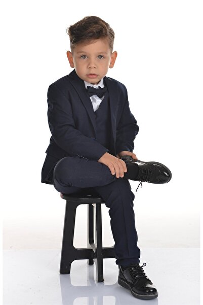 Buse&Eylül Bebe Navy Blue Vest and Bow Tie Boy's Suit