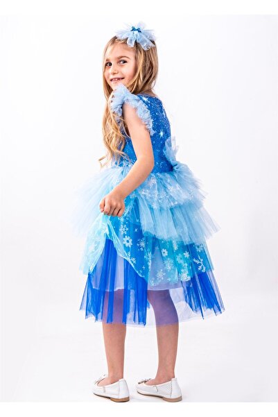 Buse&Eylül Bebe Φόρεμα για πάρτι για κορίτσια Elsa Snow Queen με παγιέτες