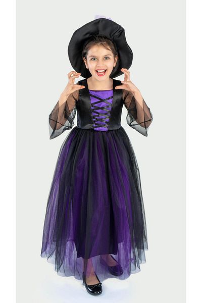 Buse&Eylül Bebe Witch with Purple Hat Concept Girl's Birthday Party Dress