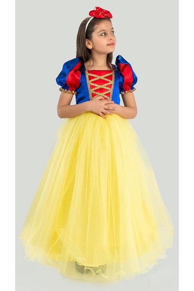 Buse&Eylül Bebe Cotton Princess Girl's Birthday Party Dress Floor-Length with Crown