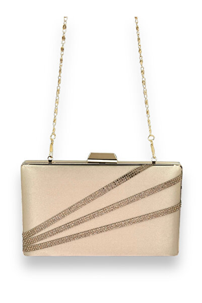 Biçanta Piele Nud Culoare Satin Carcasă Aurie Piatră Aurie Geantă pentru rochie de seară Geanta de seară Portofoliu de logodnă de nuntă