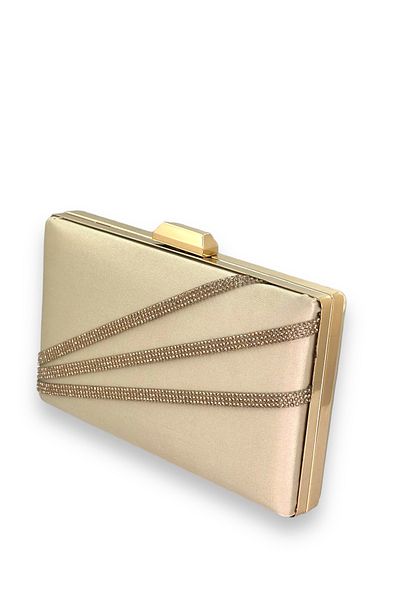 Biçanta Skin Nude Color Satin Gold Case Βραδινό φόρεμα τσάντα με χρυσή πέτρα Νυχτερινή τσάντα Πορτφόλιο αρραβώνων γάμου