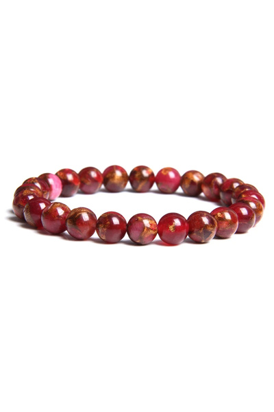 RİTON Sertifikalı Doğal Mozaik Kırmızı Kuvars Taşı Bileklik