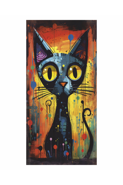 Hayat Poster Cute Black Cat Home Decoration Painting Mini Retro Wooden Poster