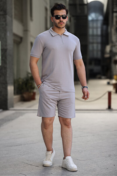 ixir Σετ μπλουζάκι και σορτς σε γκρι πόλο με φερμουάρ